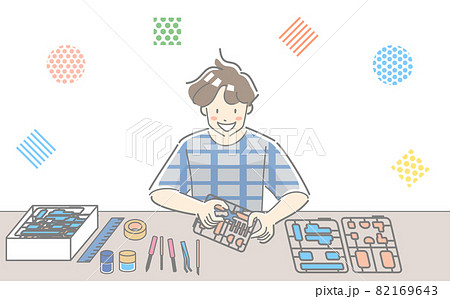 プラモデルを作っている人物 プラモデルを作っている人物 82169643