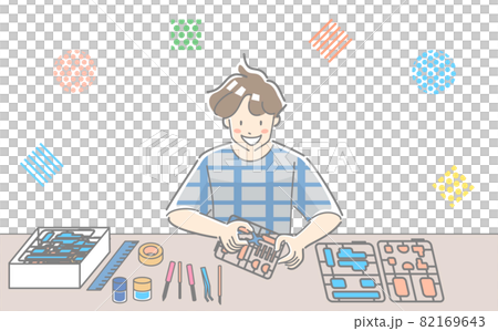 プラモデルを作っている人物 プラモデルを作っている人物 82169643