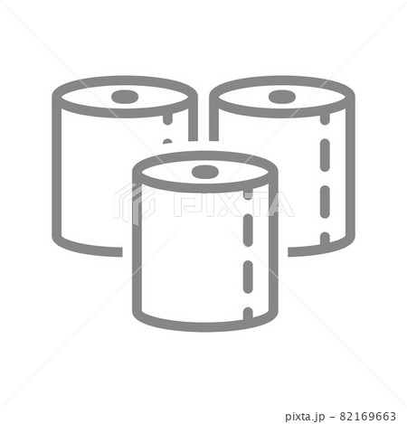 Three packs of paper towels line icon. Paper roll, napkins, hygiene products symbol 82169663