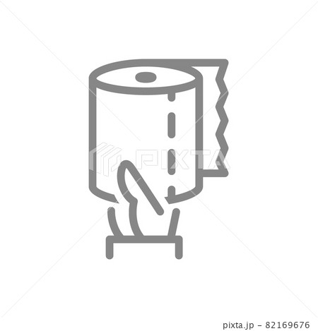 Paper towels in hand line icon. Paper roll, napkins, personal hygiene, wipe products symbol Paper towels in hand line icon. Paper roll, napkins, personal hygiene, wipe products symbol 82169676