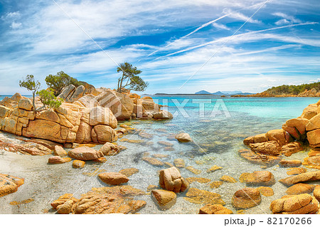Breathtaking view of Capriccioli beach in Costa Smeralda. Breathtaking view of Capriccioli beach in Costa Smeralda. 82170266