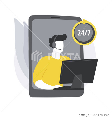 24 for 7 service abstract concept vector illustration. 82170492