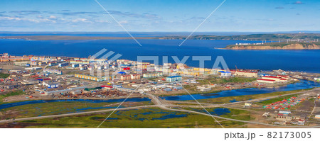 Colorful summer panorama of the city of Anadyr. 82173005