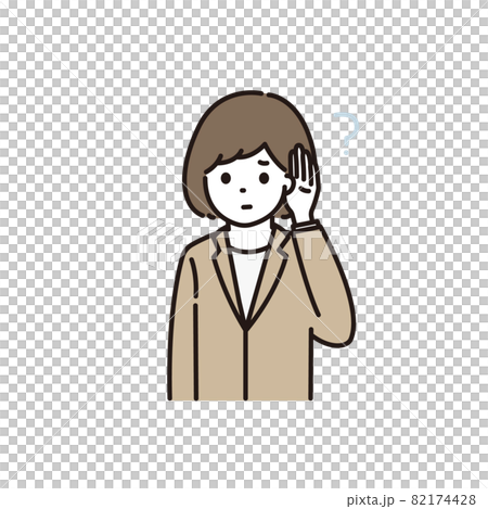 難聴で耳が聞こえづらいビジネスウーマンのイラスト 難聴で耳が聞こえづらいビジネスウーマンのイラスト 82174428