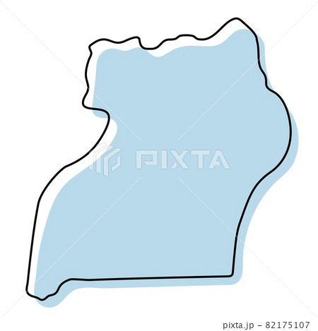 Stylized simple outline map of Uganda icon. Blue sketch map of Uganda vector illustration