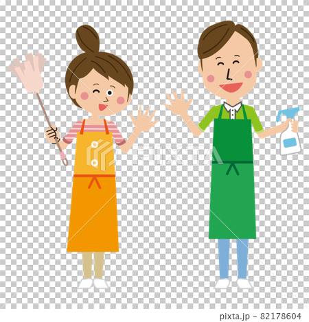 A pop couple cleaning up with two people A pop couple cleaning up with two people 82178604