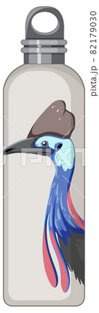 A white thermos bottle with bird animal pattern 82179030
