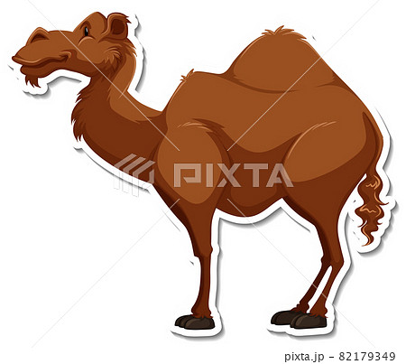 A Sticker Template Of Camel Cartoon Characterのイラスト素材