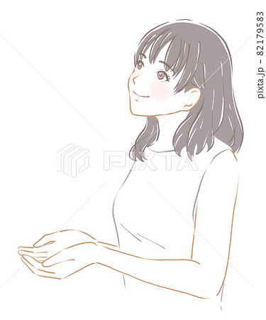 手を出して上を見上げて微笑む女の子のイラスト素材 1795 手を出して上を見上げて微笑む女の子のイラスト素材 1795