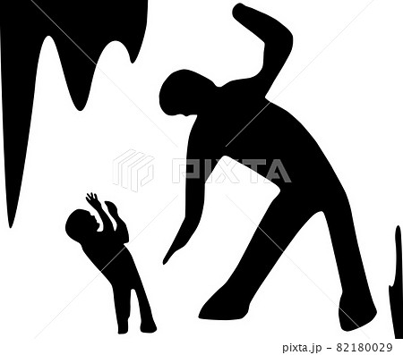 児童虐待のシルエットイメージのイラスト素材