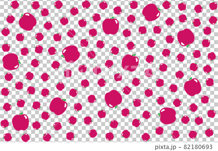Random seamless pattern of large and small apples. Transparent background. Vector illustration. 82180693