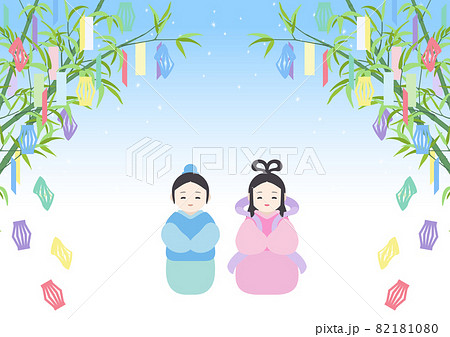 七夕の節句-織姫と彦星と七夕飾り 82181080