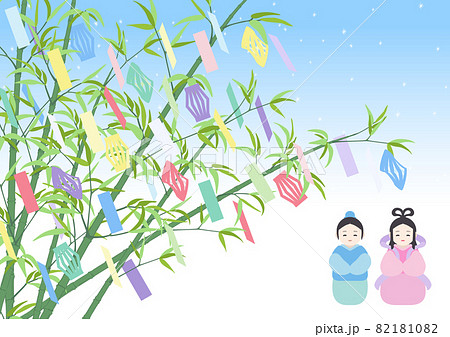 七夕の節句-織姫と彦星と七夕飾り 82181082