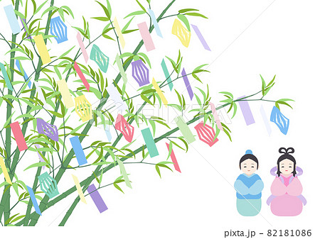 七夕の節句-織姫と彦星と七夕飾り 82181086