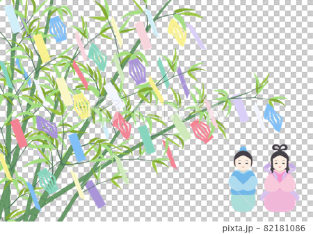 七夕の節句-織姫と彦星と七夕飾り 82181086