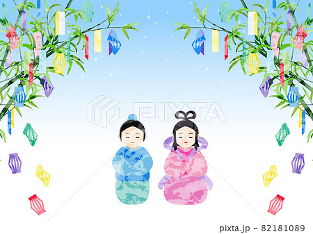 七夕の節句-織姫と彦星と七夕飾り 七夕の節句-織姫と彦星と七夕飾り 82181089