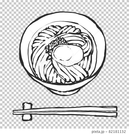 温玉うどんの手描き筆絵風イラスト 82181132