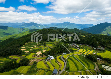 秋の収穫前の棚田の風景 秋の収穫前の棚田の風景 82181297