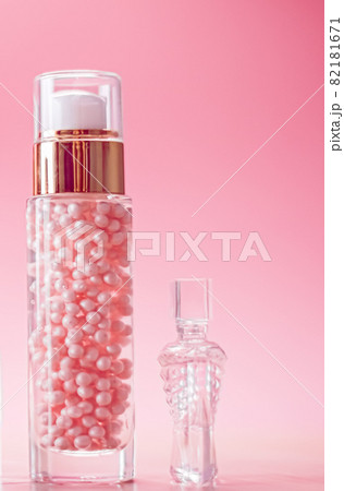 Skincare, perfume and make-up set on pink background, luxury beauty and cosmetic products Skincare, perfume and make-up set on pink background, luxury beauty and cosmetic products 82181671