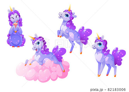 Cute unicorn character in different poses 82183006