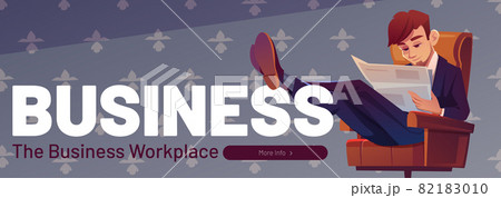 Business workplace poster with man read newspaper 82183010
