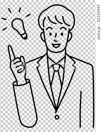 The upper body (line) of a young man in a suit with an idea The upper body (line) of a young man in a suit with an idea 82183447