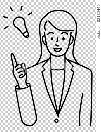 The upper body (line) of a young woman in a suit with an idea The upper body (line) of a young woman in a suit with an idea 82183449