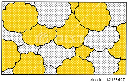 シンプルで可愛いモクモク吹き出し背景壁紙素材 黄 のイラスト素材 1607