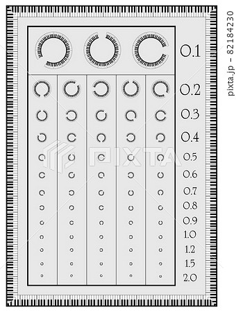 ピアノの鍵盤のイラストでお洒落な視力検査表をデザインしました ランドルト環 3m用 視力表 ベクターのイラスト素材