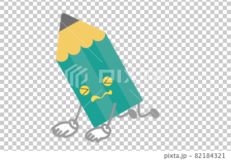 かわいい鉛筆のキャラクターが落ち込んでいるベクターイラストのイラスト素材