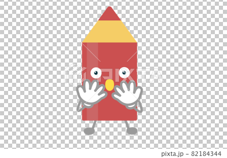 かわいい赤ペンのキャラクターが驚くベクターイラストのイラスト素材