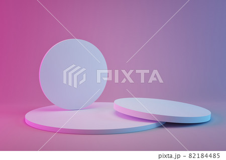 3d rendering of white circle podiums on colored background. 3d rendering of white circle podiums on colored background. 82184485
