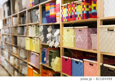 Bathroom boxes for linen on store shelves 82184499