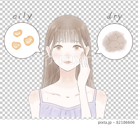 患有混合性皮膚的女性 患有混合性皮膚的女性 82186606