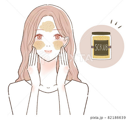 スクラブで毛穴をケアする女性 スクラブで毛穴をケアする女性 82186639