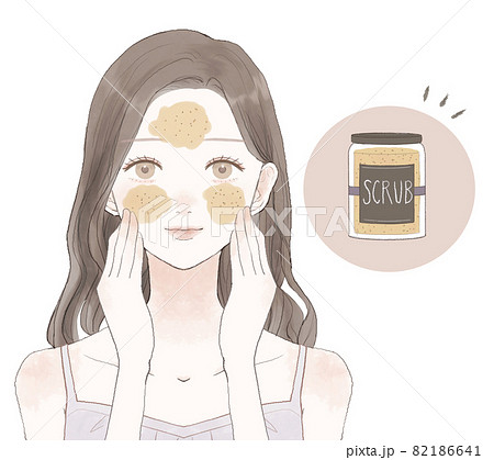 スクラブで毛穴をケアする女性 スクラブで毛穴をケアする女性 82186641