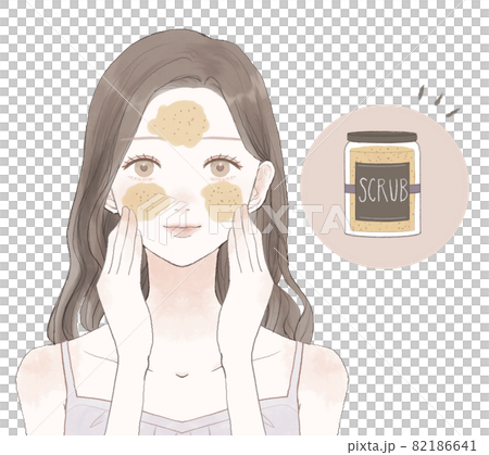 スクラブで毛穴をケアする女性 スクラブで毛穴をケアする女性 82186641