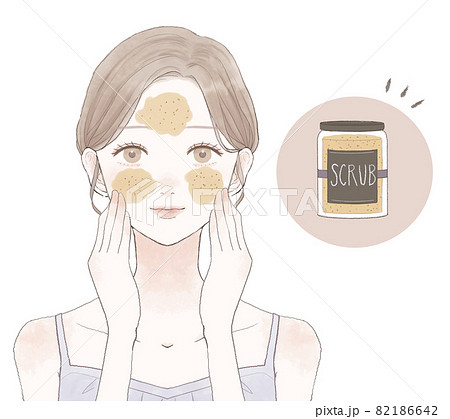 スクラブで毛穴をケアする女性 82186642