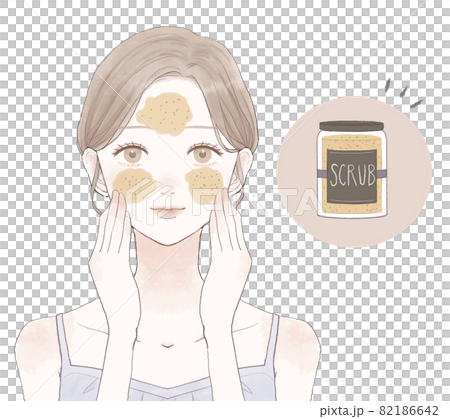 スクラブで毛穴をケアする女性 82186642