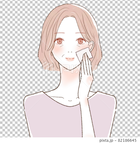 あぶらとり紙で顔の皮脂を取る中年女性 82186645