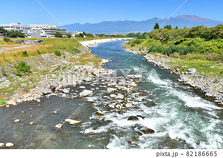 臼田橋／千曲川より浅間山方面を望む(長野県佐久市)【2021.9】 82186665