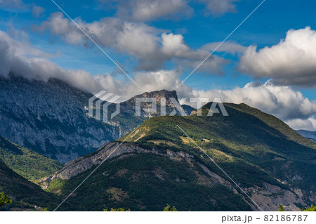 Landscape view at Le Paquier near Annecy in Haute-Savoie region of France Landscape view at Le Paquier near Annecy in Haute-Savoie region of France 82186787