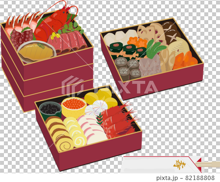 New Year dishes, three-tiered box, with chopsticks, red New Year dishes, three-tiered box, with chopsticks, red 82188808