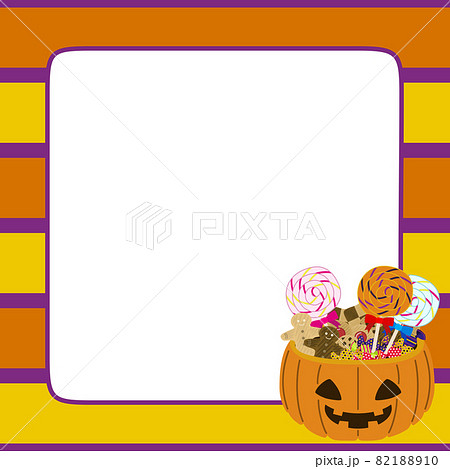 ハロウィンのお菓子詰め合わせのフレーム素材のイラスト素材 1810 ハロウィンのお菓子詰め合わせのフレーム素材のイラスト素材 1810