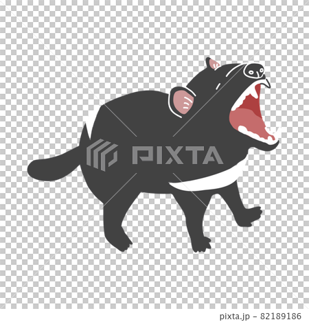 タスマニアデビル フラットイラスト 大きな口を開けてあくび タスマニアデビル フラットイラスト 大きな口を開けてあくび 82189186