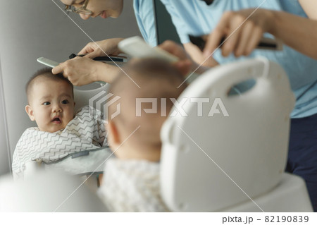 Asian little Baby boy is cutting hair 82190839