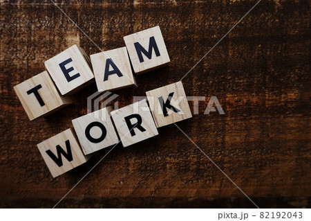 Teamwork alphabet letters with space copy on wooden background 82192043
