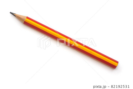 Top view of single red graphite pencil 82192531