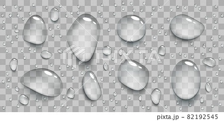 Set of realistic transparent water drops. Set of realistic transparent water drops. 82192545