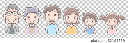 三世代家族の上半身バラセット水彩風 82193559